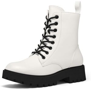 Women's White Lace-Up Ankle Boots